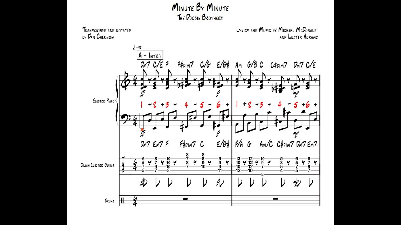Minute By Minute (full song) - The Doobie Brothers (keyboard arranged for guitar w/tab)