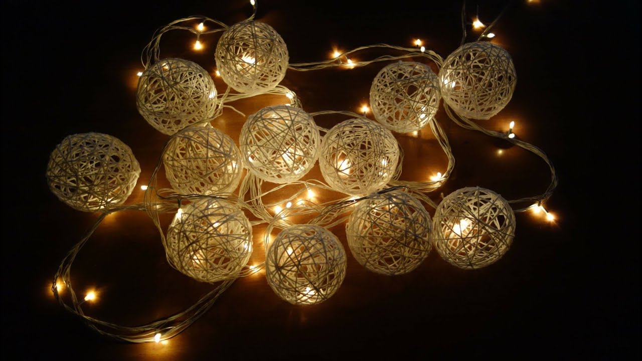 Christmas Decoration Ideas | DIY Cotton ball lights | lanterns /yarn globes/lampshade/ home decor