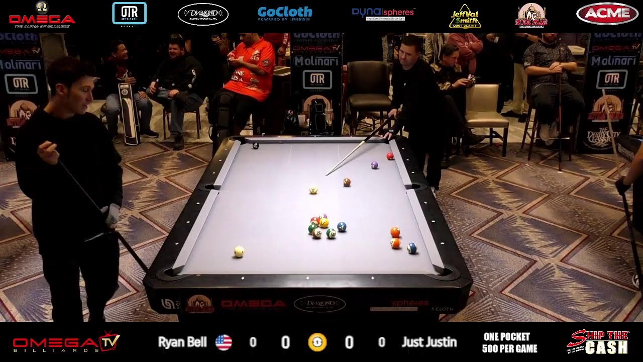Ryan Bell vs Just Justin - One Pocket Action - LIVE from the Omega Action Room