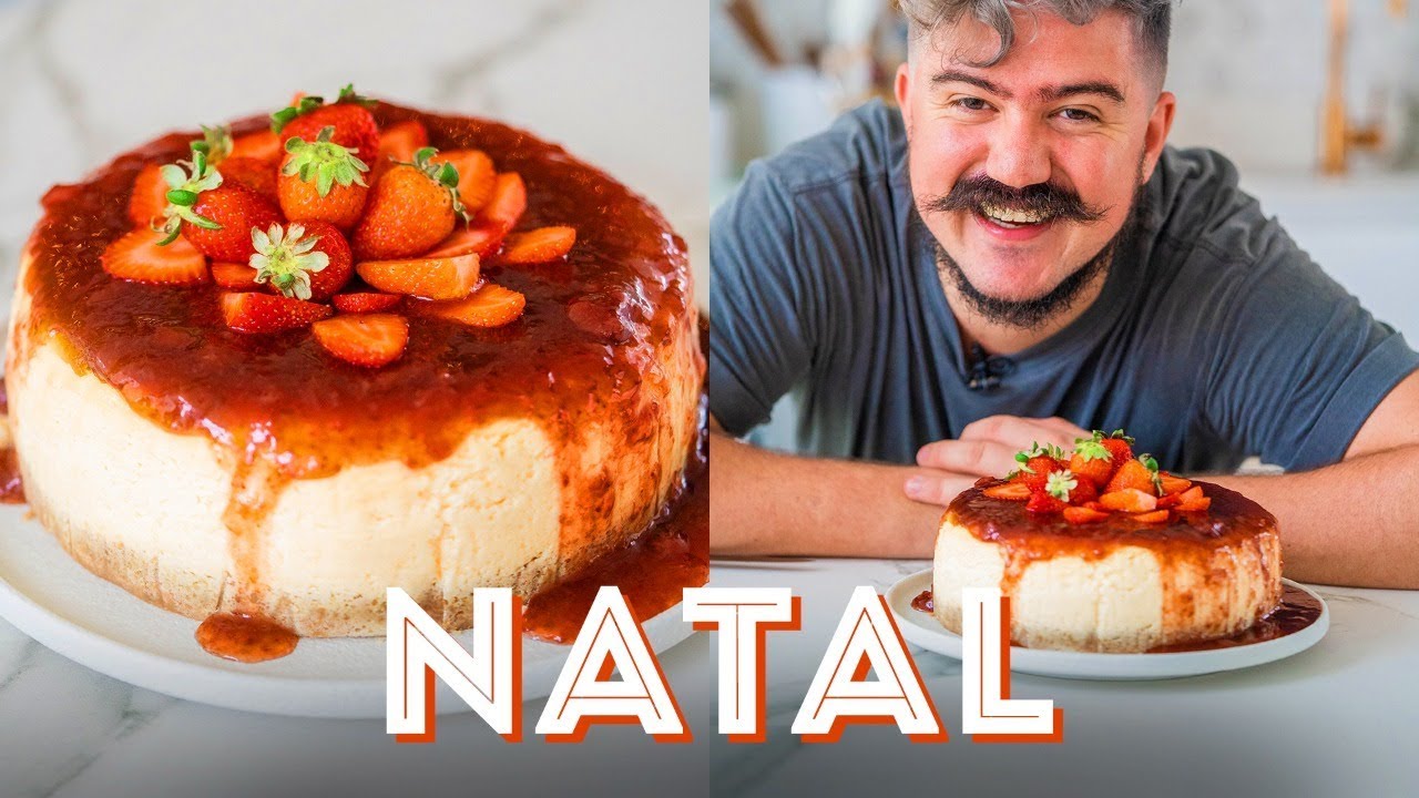 CHEESECAKE FÁCIL NATALINO DE MORANGO | BIGODE NA COZINHA