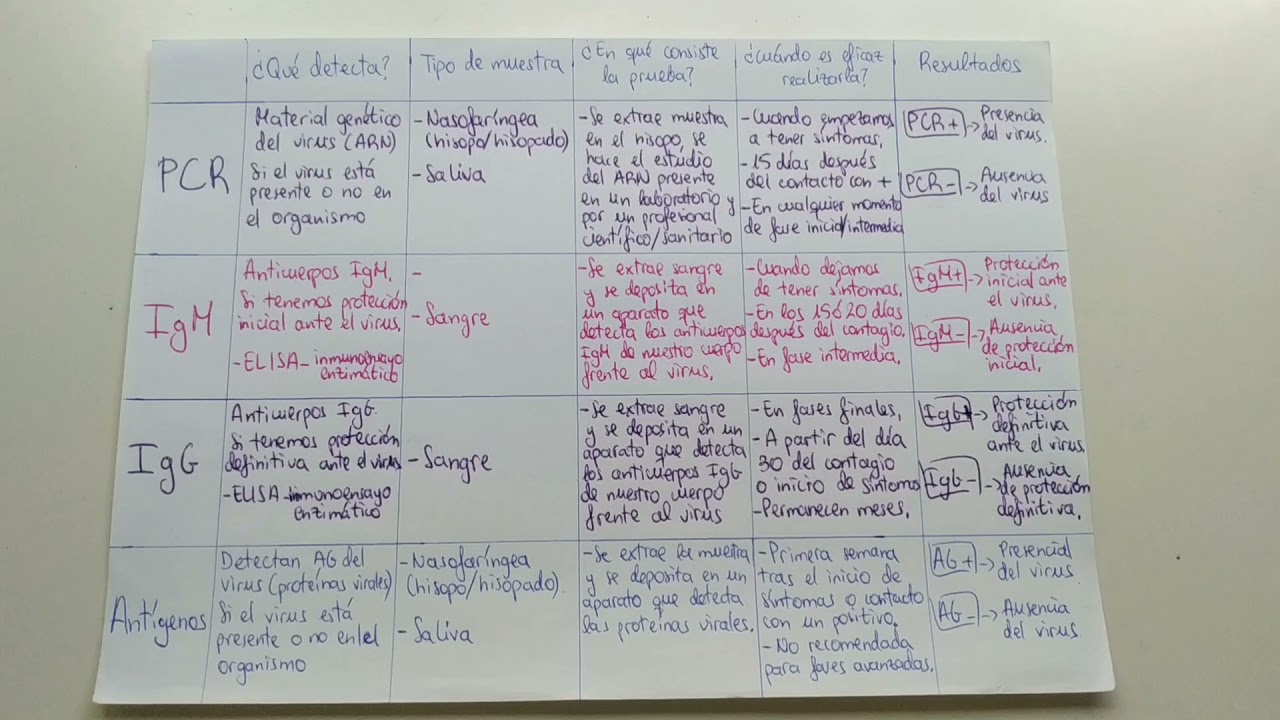 Todas las pruebas para la #COVID19 (Antígenos, IgM, igG y PCR)