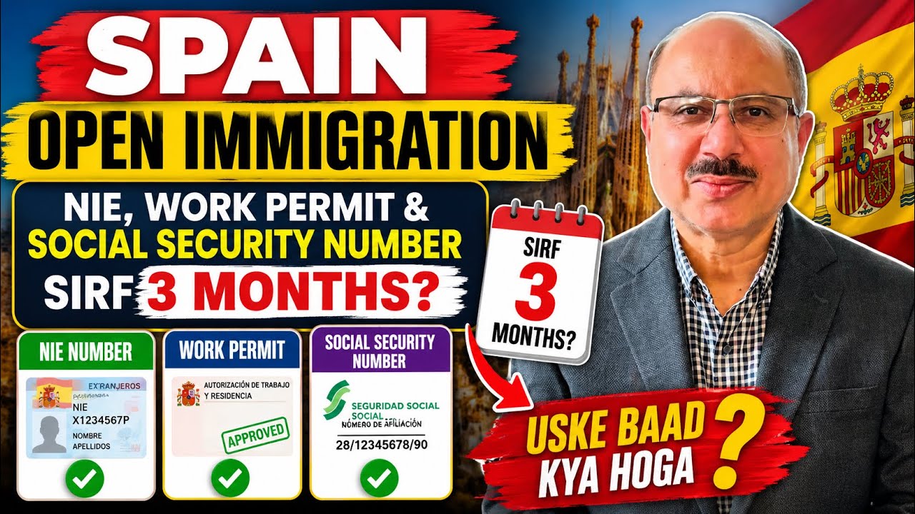 Spain Open Immigration 2026 | NIE, Work Permit & Social Security Number Sirf 3 Months? 