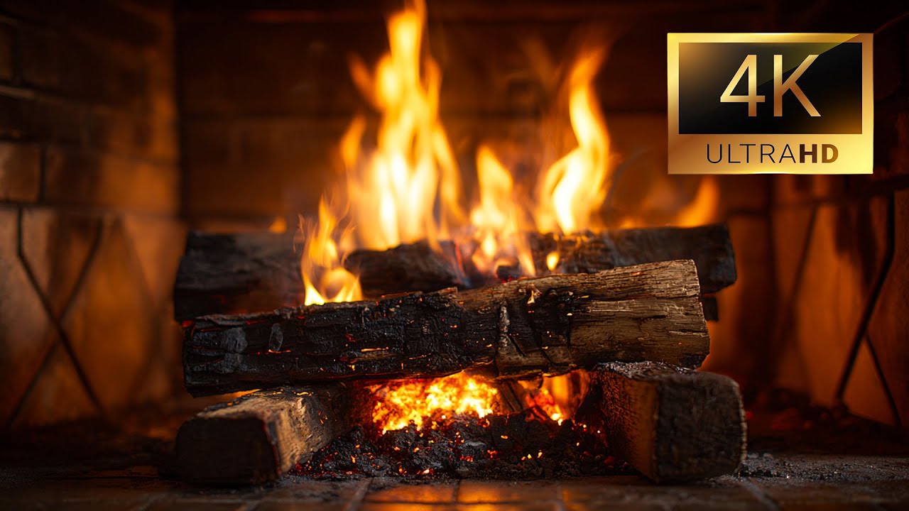 🔥Уютный камин с треском дров (12 ЧАСОВ) 😴 Cozy Fireplace with Crackling Wood. Fireplace 4K (ASMR)
