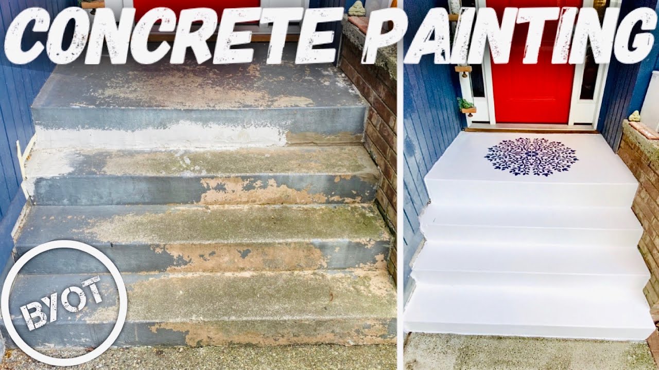 DIY FRONT STAIR TRANSFORMATION // How To Paint Concrete
