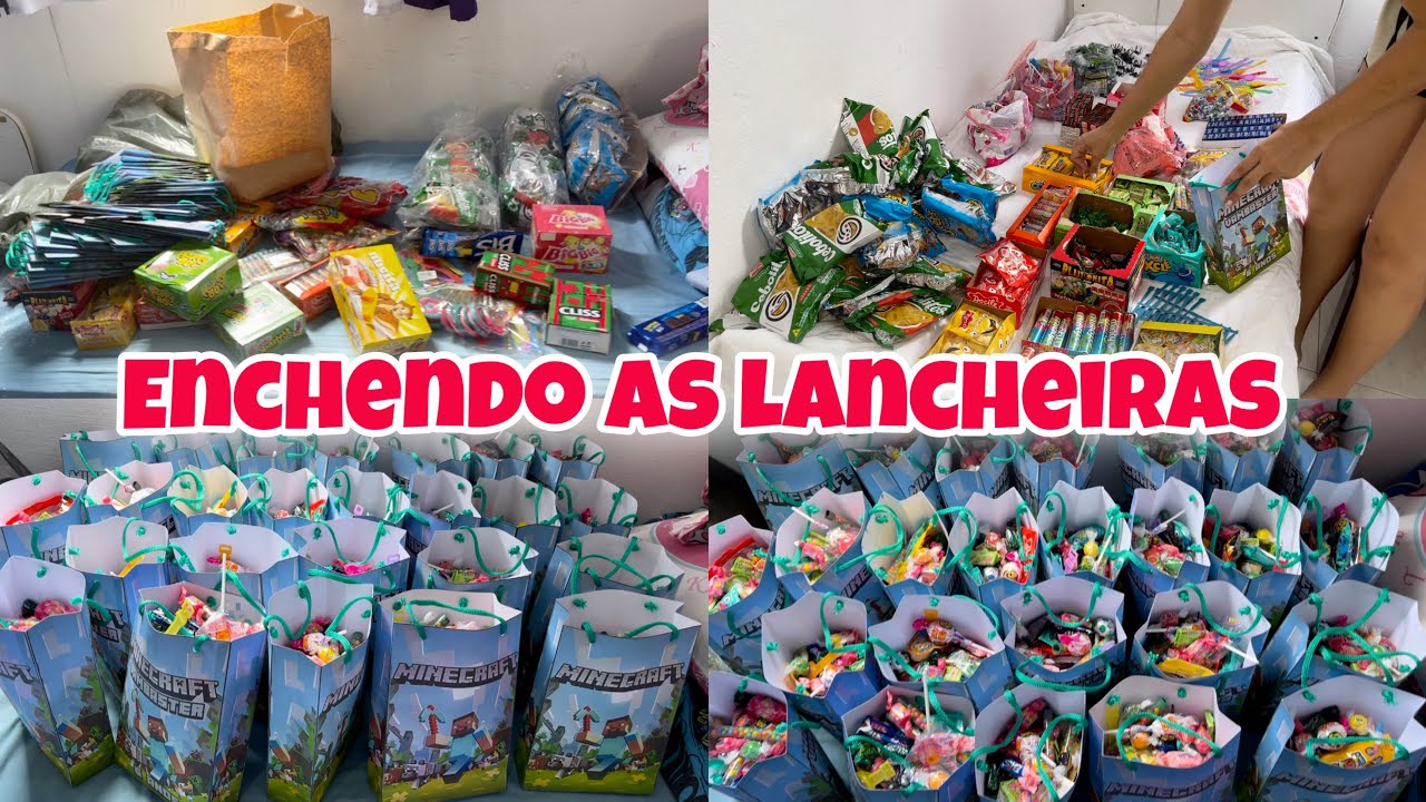 PREPARATIVOS PRO ANIVERSÁRIO/ ENCHENDO AS SACOLINHAS ( LANCHEIRAS )