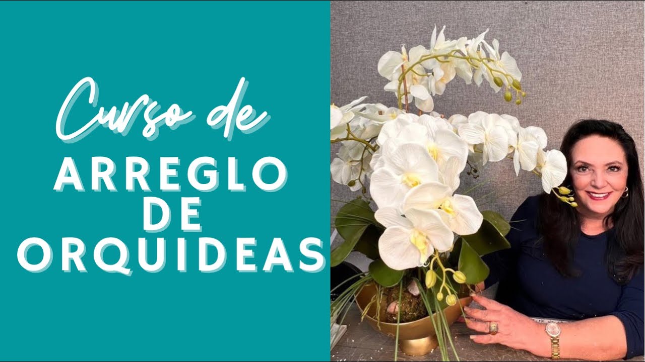 Arreglo moderno de orquídeas blancas.
