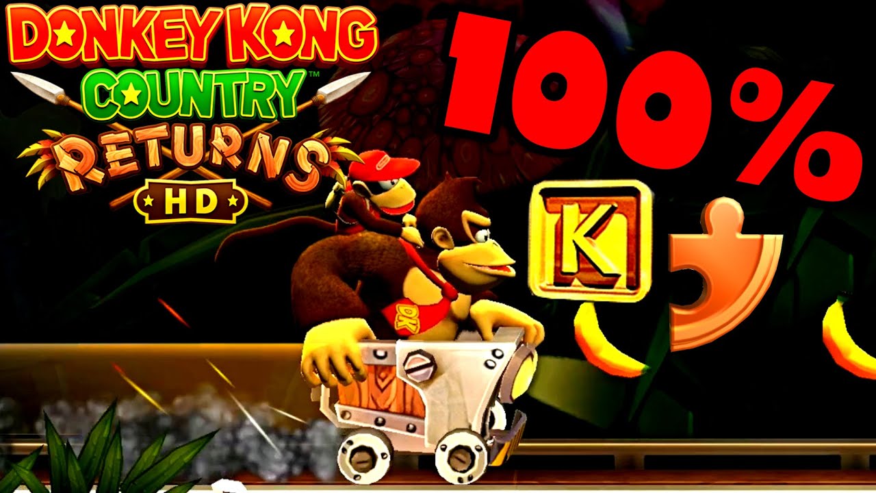 1-6 Crazy Cart 🐵 Donkey Kong Country Returns HD 100% Walkthrough 🐵 (All Puzzle Pieces + Letters)