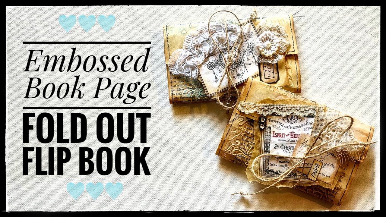 Junk Journal Ephemera - Embossed Book Page Fold Out with Flip Book