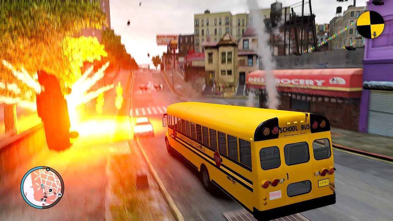 GTA 4 Crazy School Bus Crashes Ep.40