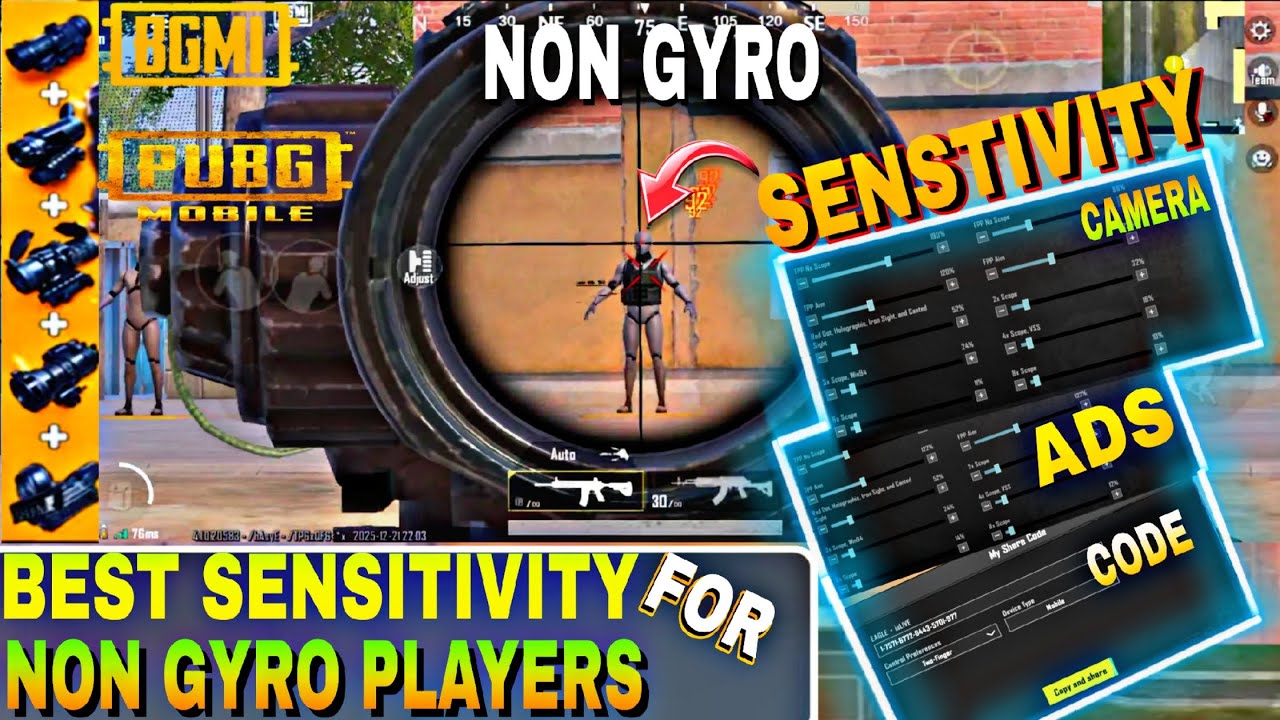 Non Gyro No Recoil Sensitivity 🔴✅ Best Zero Recoil  Sensitivity Non Gyro players Pubg And Bgmi 