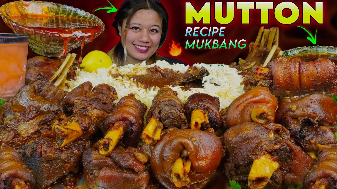 🔥Mutton Recipe+ Mukbang || Spicy Mutton Nalli & Ribs with Basmati Rice 😋