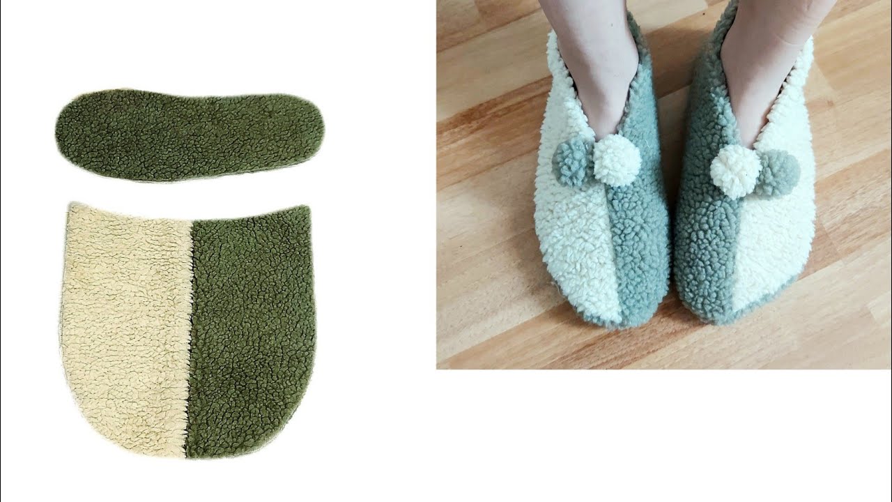 Kolay Panduf ( patik) Dikimi  Very Easy House Slippers Sewing home shoe making  sewing tips  dıy