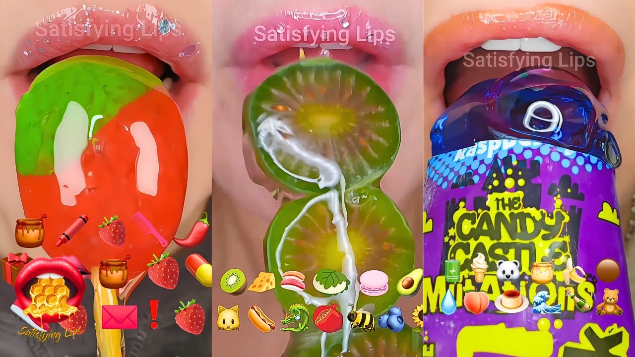 Over 30 minute For Sleep Relaxing ASMR Satisfying Eating Emoji Food Challenge