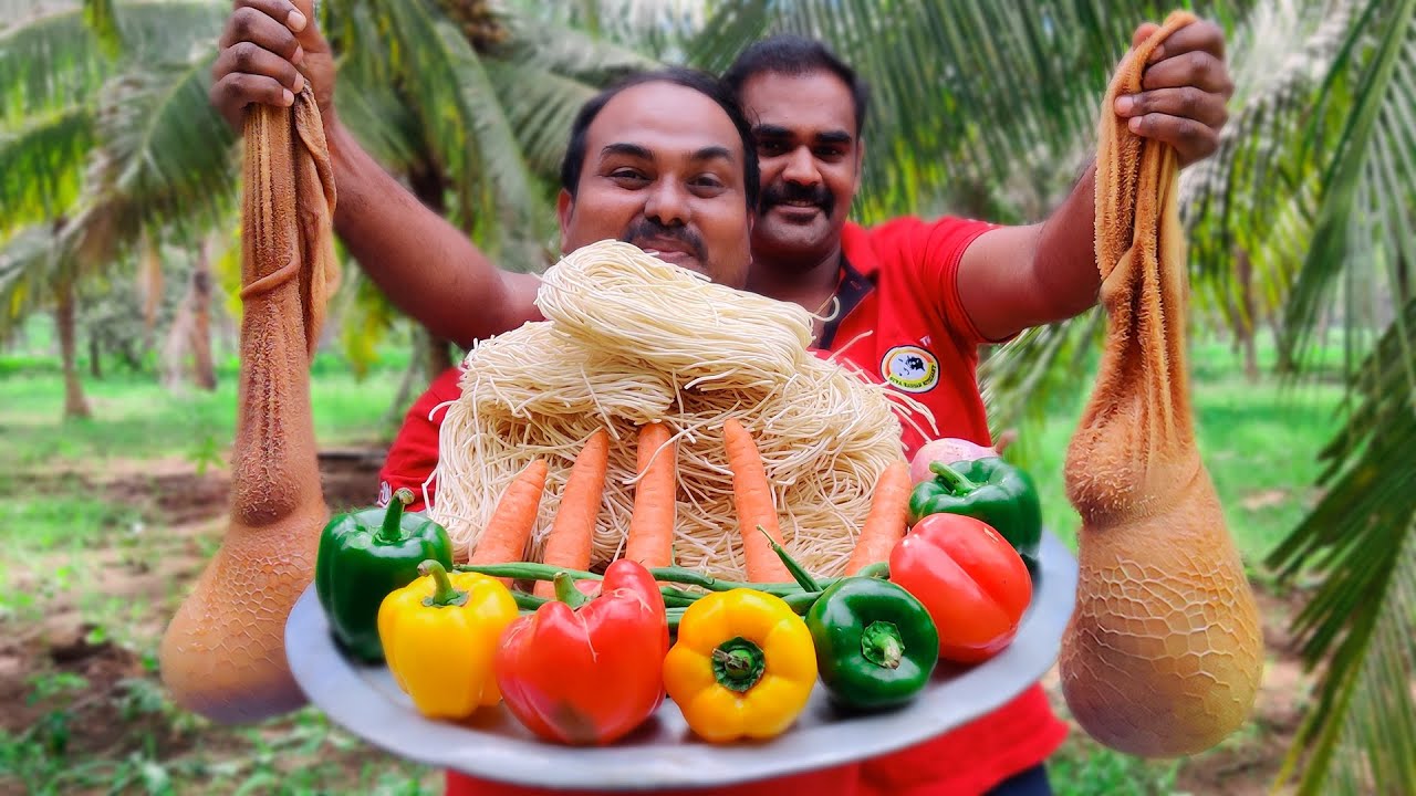 MUTTON BOTI NOODLES | Goat Intestine Noodles Recipe Village Style Cooking | World Food Tube