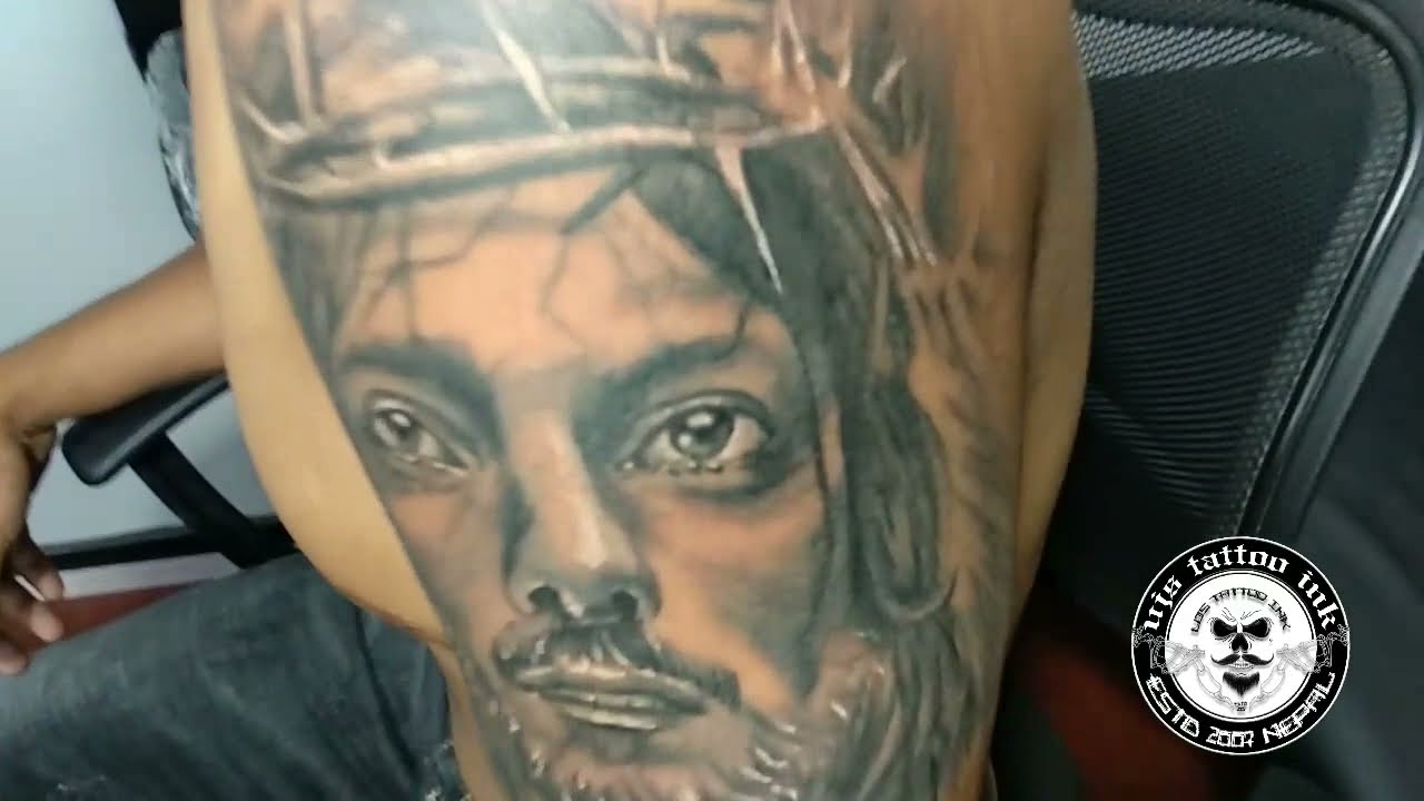 Jesus Tattoo.. black and grey..