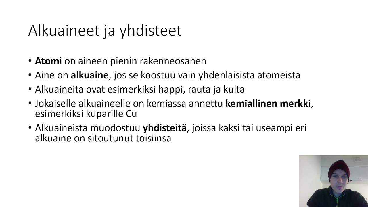 Kemia: Alkuaine, yhdiste ja pallomalli