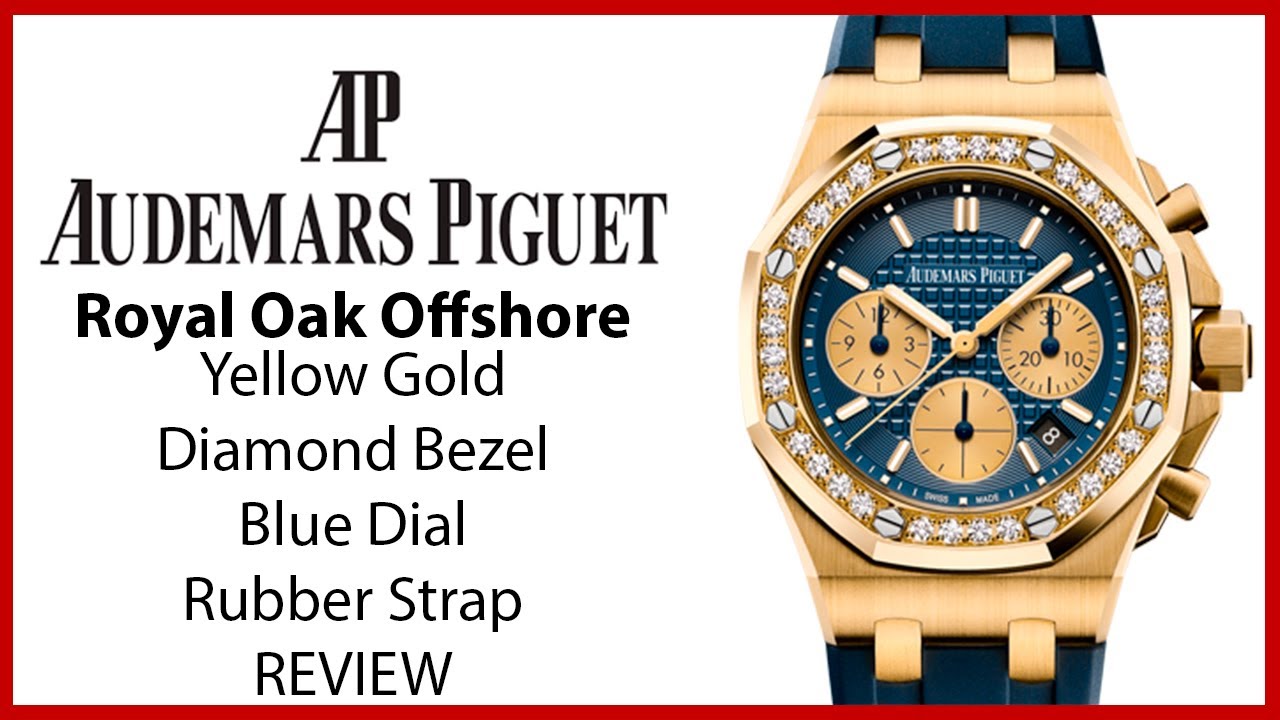 ▶Audemars Piguet Royal Oak Offshore Yellow Gold Blue Diamond Rubber - REVIEW 26231BA.ZZ.D027CA.01