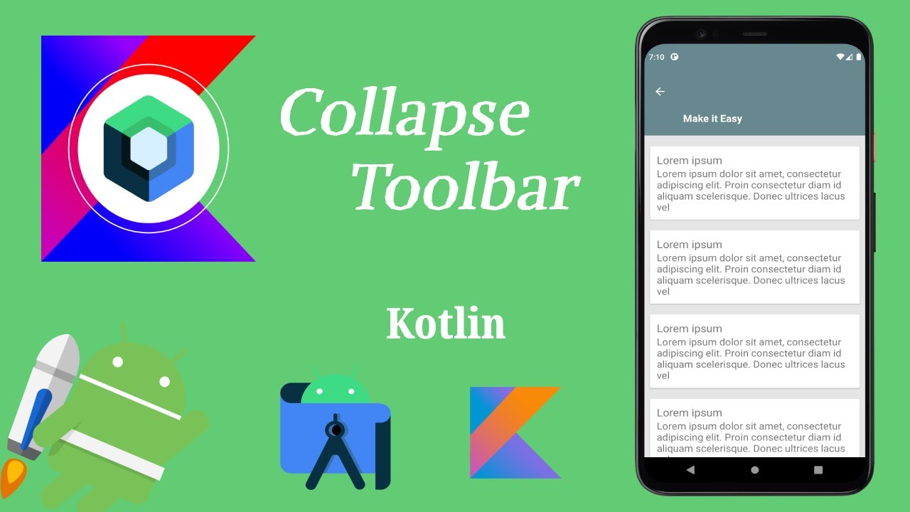 How to Implement Collapse Toolbar using Kotlin | Android | Kotlin | Make it Easy