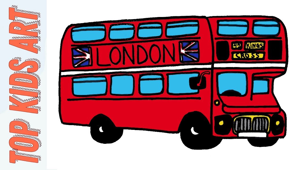 Double-decker bus (Routmaster) drawing for kids | ♡Top Kids Art♡