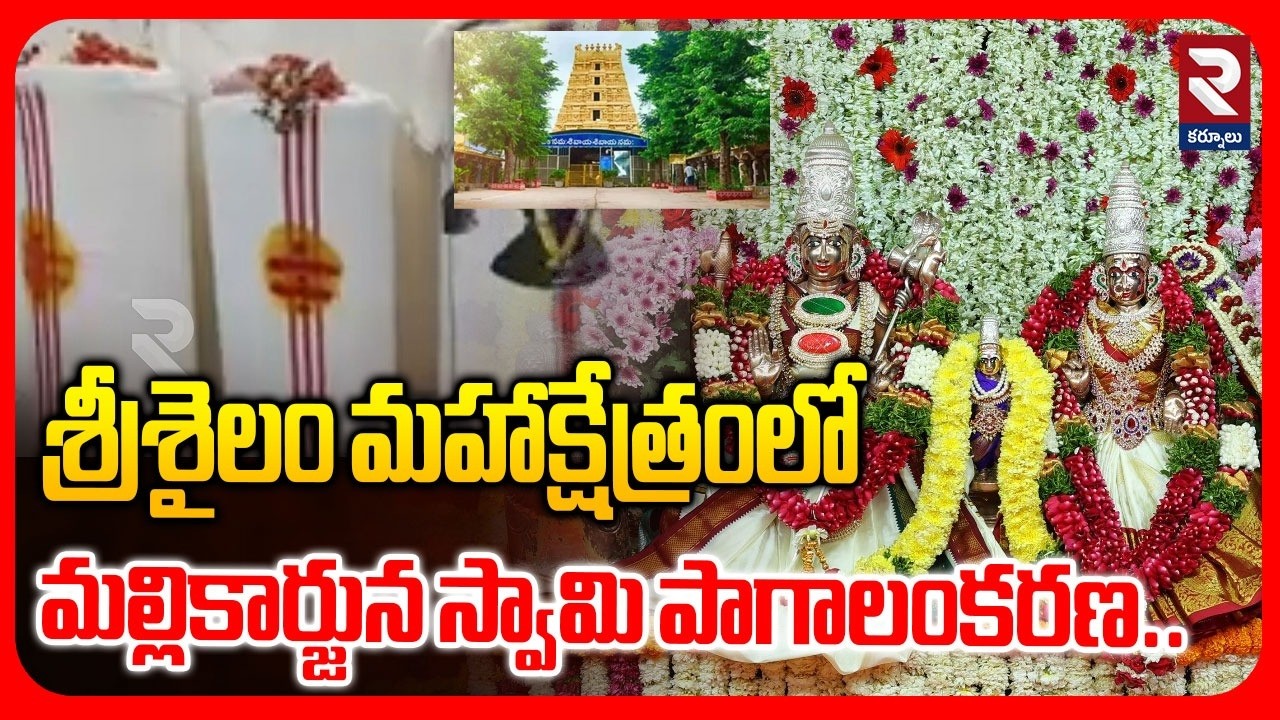 శ్రీశైలం మహాక్షేత్రంలో మల్లికార్జున స్వామి పాగాలంకరణ.. | Mallikarjuna Swamy In Srisailam | RTV
