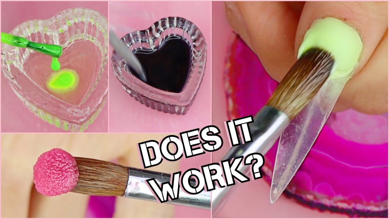 Testing Gel Polish in Monomer for Custom Acrylic Nails