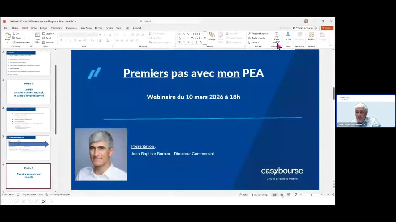 premiers pas avec mon pea sur easybourse replay
