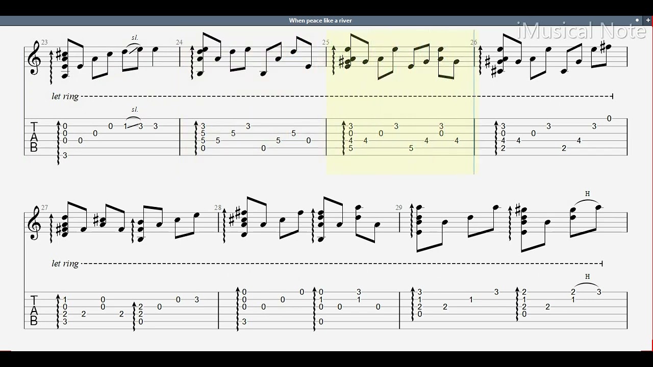 Guitar TAB - It is well with my soul (When Peace Like a River)  | Tutorial Sheet Lesson #imn