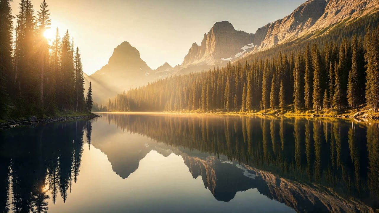Golden Reflections: Serenity at a Pristine Alpine Lake