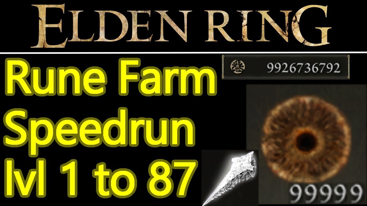 Elden Ring rune farm speedrun 1.05, lvl 1 to 87 in UNDER 120 MINUTES (and max lvl weapon)