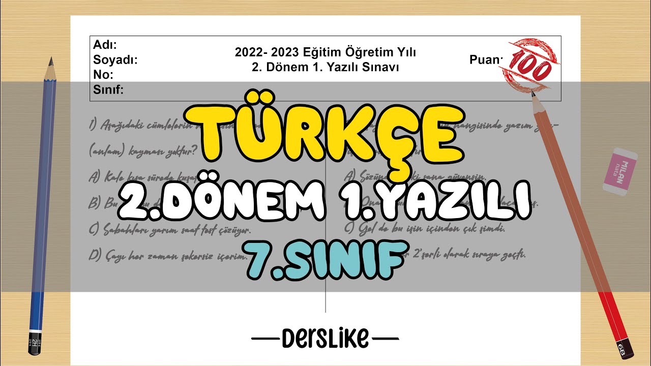 7. Sınıf Türkçe 2.Dönem 1.Yazılı Soruları #2023