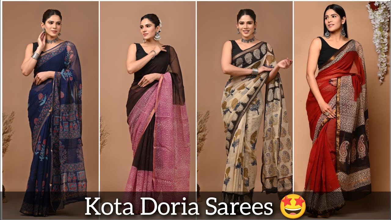 Kota Doria Saree With Blouse 😍| #kotadoriasarees
