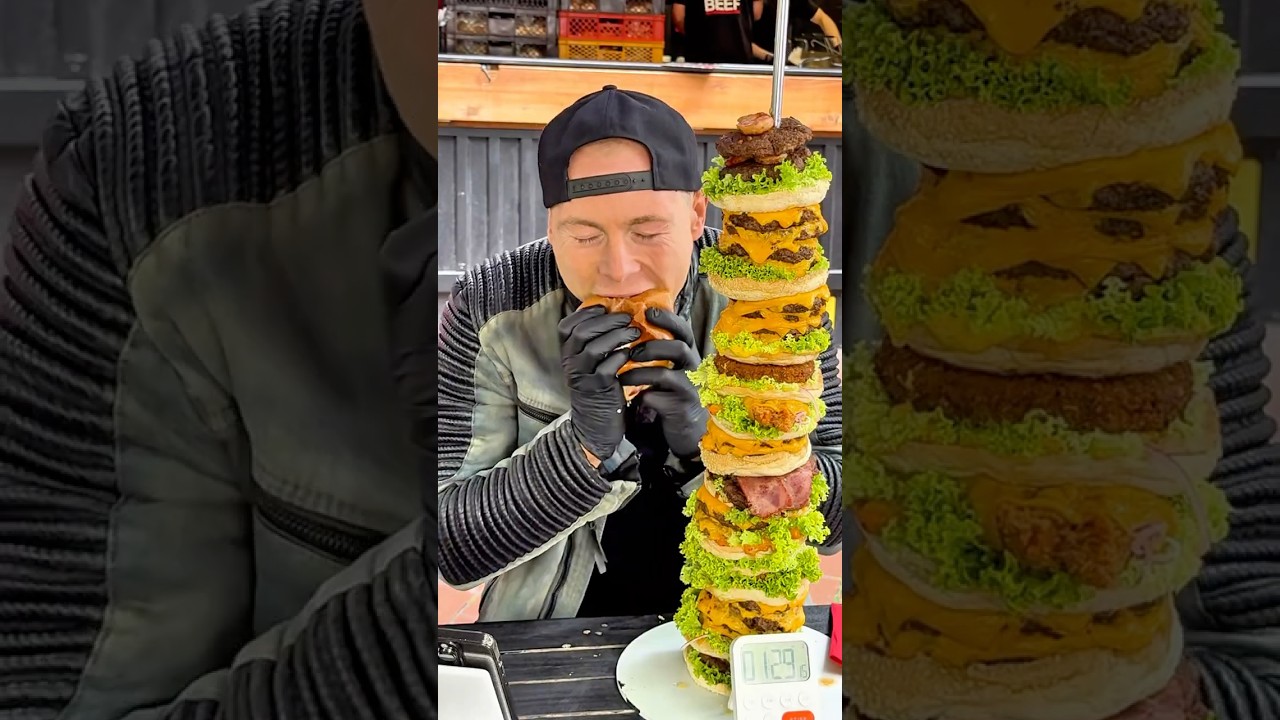 1 Meter Burger? 😱Lebenslang unendlich viele Burger wenn ich das Schaffe! #bigm #bigmeatsfood