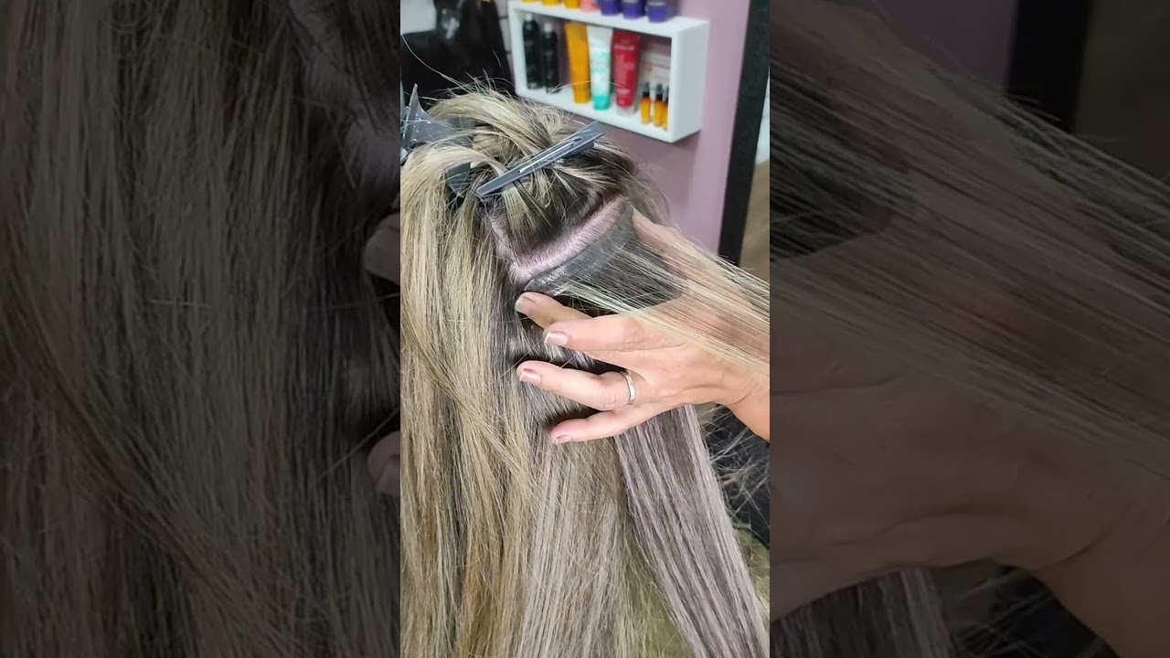aplica&ccedil;&atilde;o de mega hair de  fita adesiva  #beleza #hairextensions #cabelo #cabelohumano
