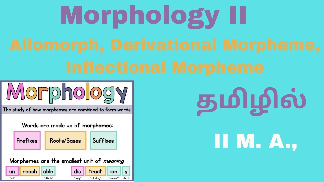 Morphology | Morph| Allomorph| Derivational Morphemes and Inflectional Morphemes | Tamil