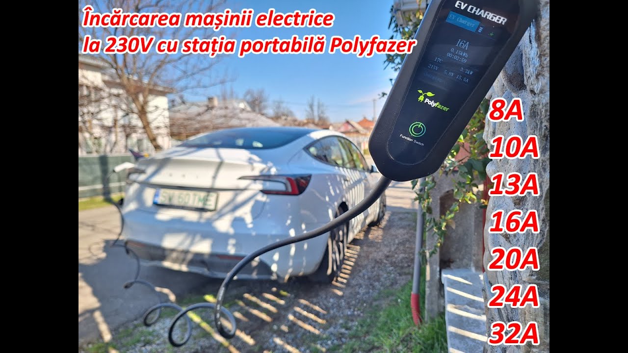 Test incarcare masina electrica acasa cu statie portabila Polyfazer 8-32A