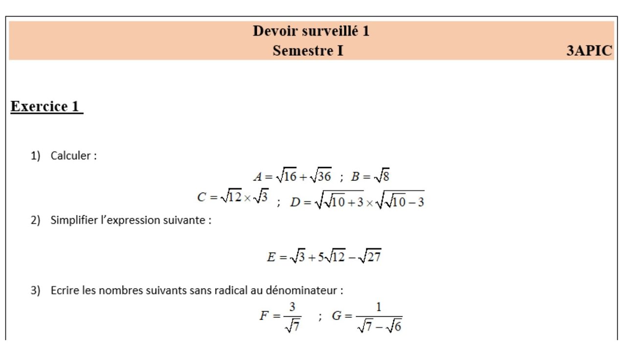 Devoir surveillé 1 Semestre 1   |  استعد للفرض الأول الدورة الأولى | الثالثة إعدادي مسلك دولي