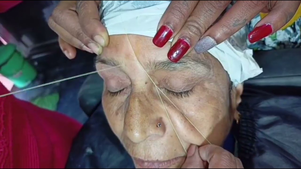 Old lady ki eyebrow kaise banaye # loose skin ki eyebrow kaise banaye # threading tutorial 