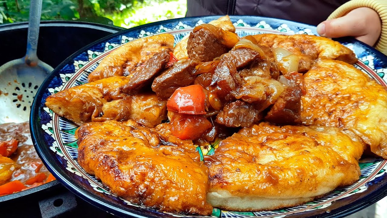 Мясо с лепёшкой в КАЗАНЕ. Узбекское блюдо НОН БОСТИ.