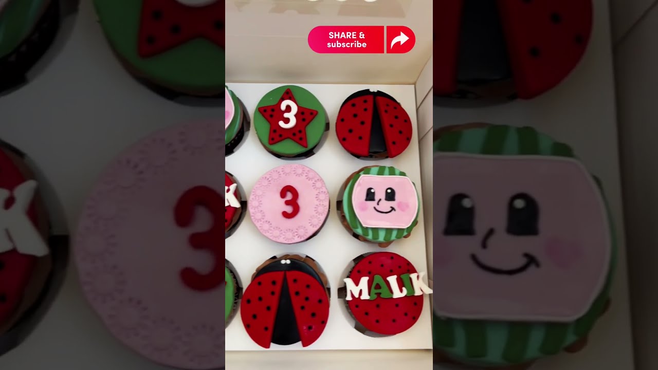 كوكو ميلون كبكيك توبر بعجينة السكر #كيك #cupcake #عجينة_السكر  #viral #cake #fondant #cocomeloncake