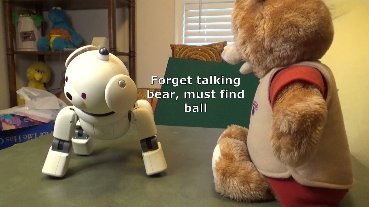 Aibo reacts to Teddy Ruxpin