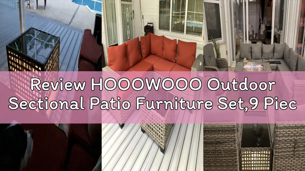 Review HOOOWOOO Outdoor Sectional Patio Furniture Set,9 Pieces Wicker Conversation Sets L Shaped Cou