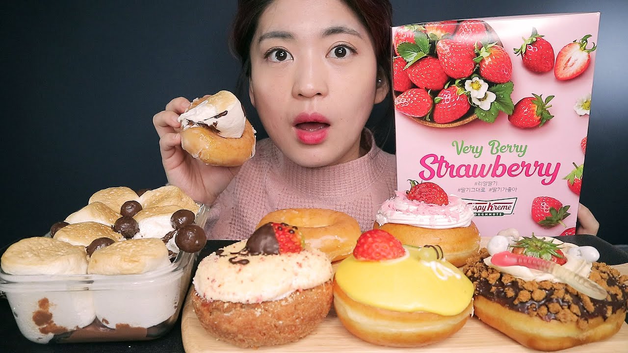 Eating) 크리스피도넛 스모어딥 리얼사운드 Krispykereme Doughnut S'MORES DIP ASMR クリスピー·ドーナツ