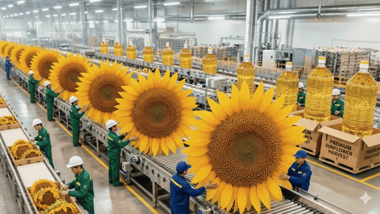 Inside the Million-Lb Sunflower Oil Factory | From Seed to Cooking Oil