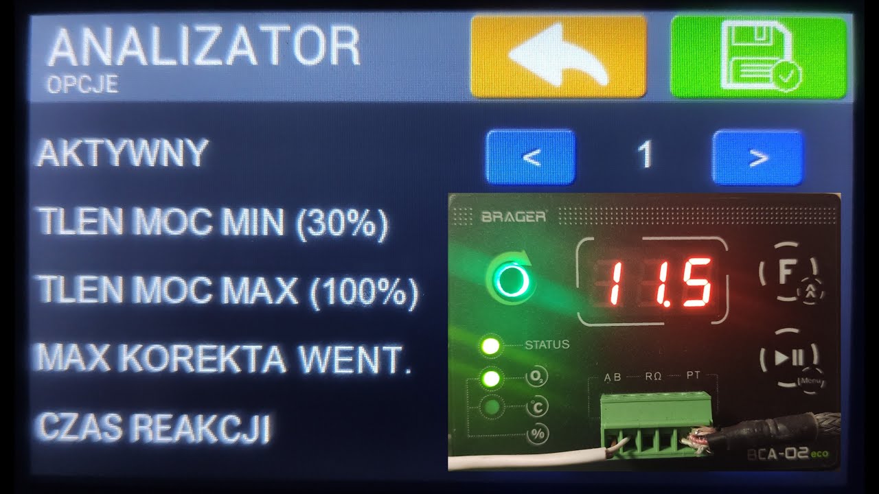 Analizator spalin Brager BCA 02 + SKZP 02 - optymalizacja procesu spalania