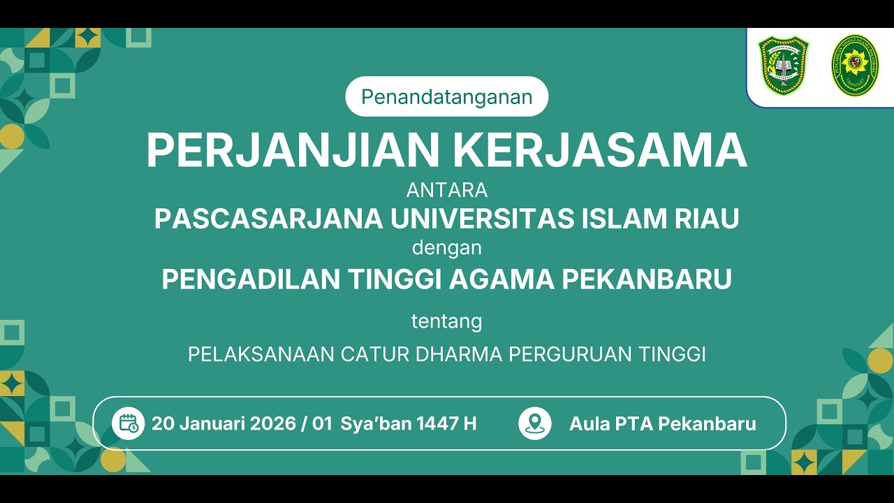 Penandatanganan Perjanjian Kerjasama  Universitas Islam Riau dan Pengadilan Tinggi Agama Pekanbaru