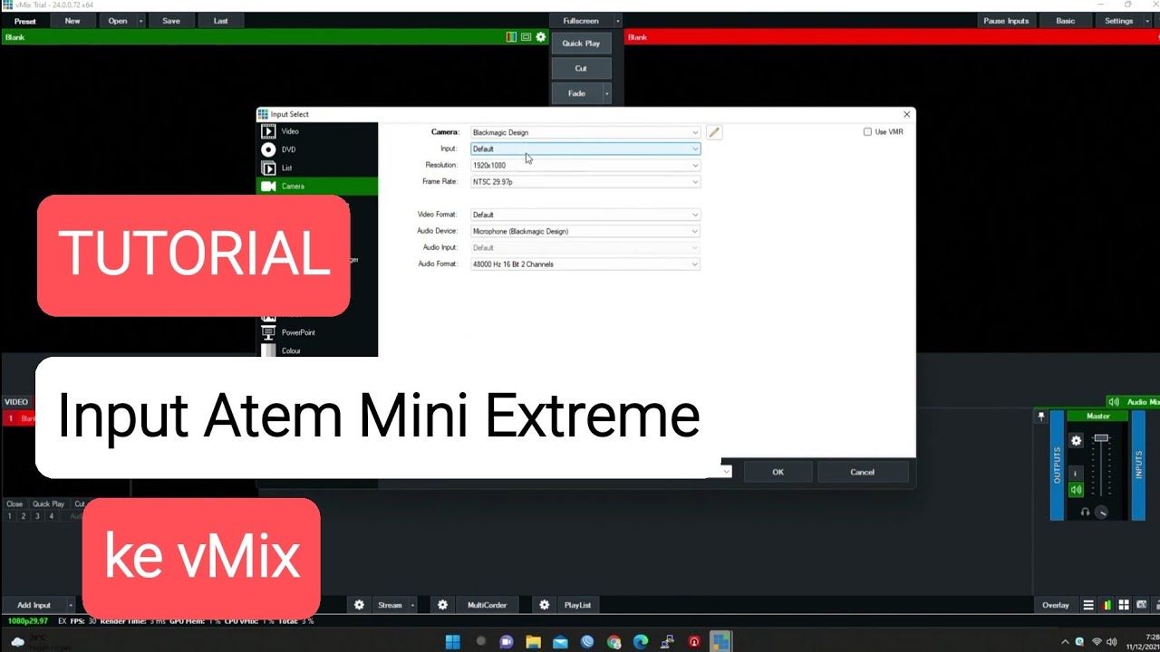 Tutorial cara input Atem Mini Extreme ke vMix