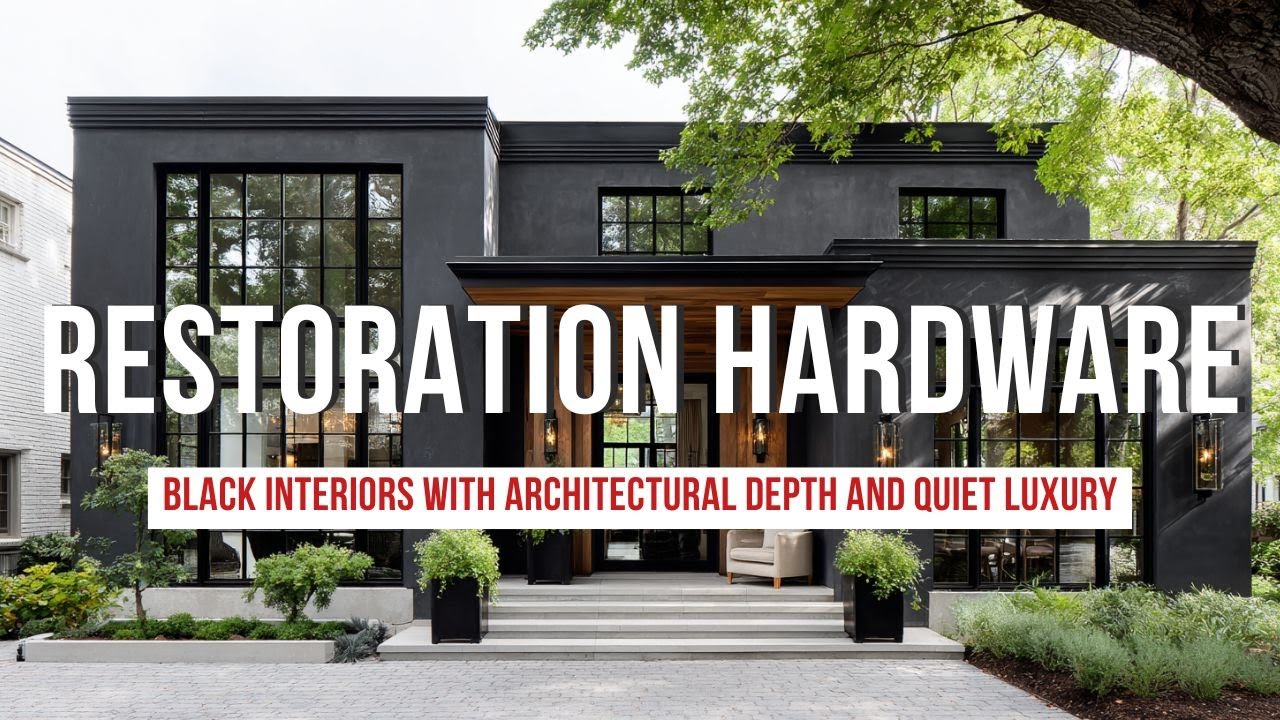 Restoration Hardware Inspired Black Interiors with Architectural Depth and Quiet Luxury