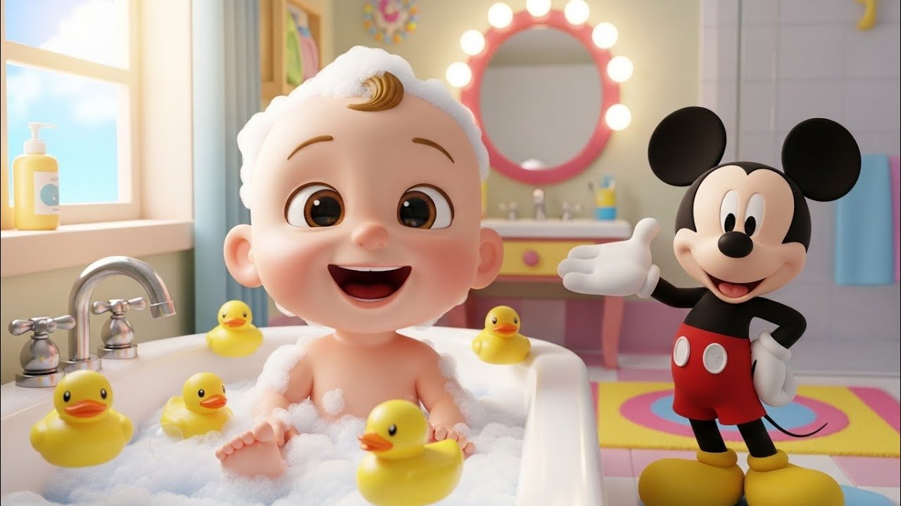 Little Baby Bath Time 🛁🐭 | Mickey Mouse Bath Song | Kids 3D Cartoon