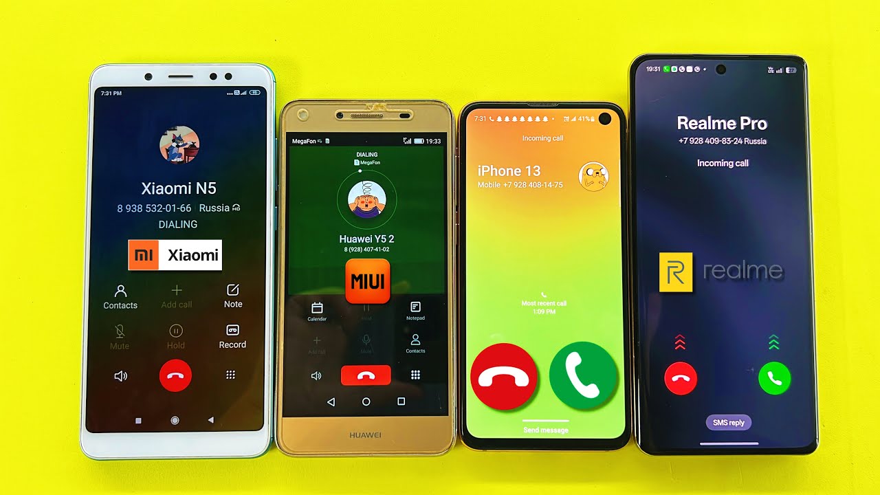 Incoming & Outgoing Call Huawei Y5 2 + Xiaomi Redmi N5 + Samsung S10e + Realme 12 Pro 