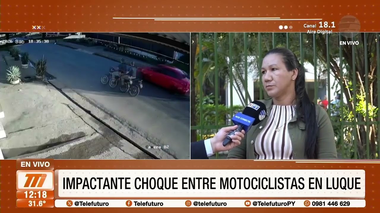Impactante choque entre motociclistas en Luque